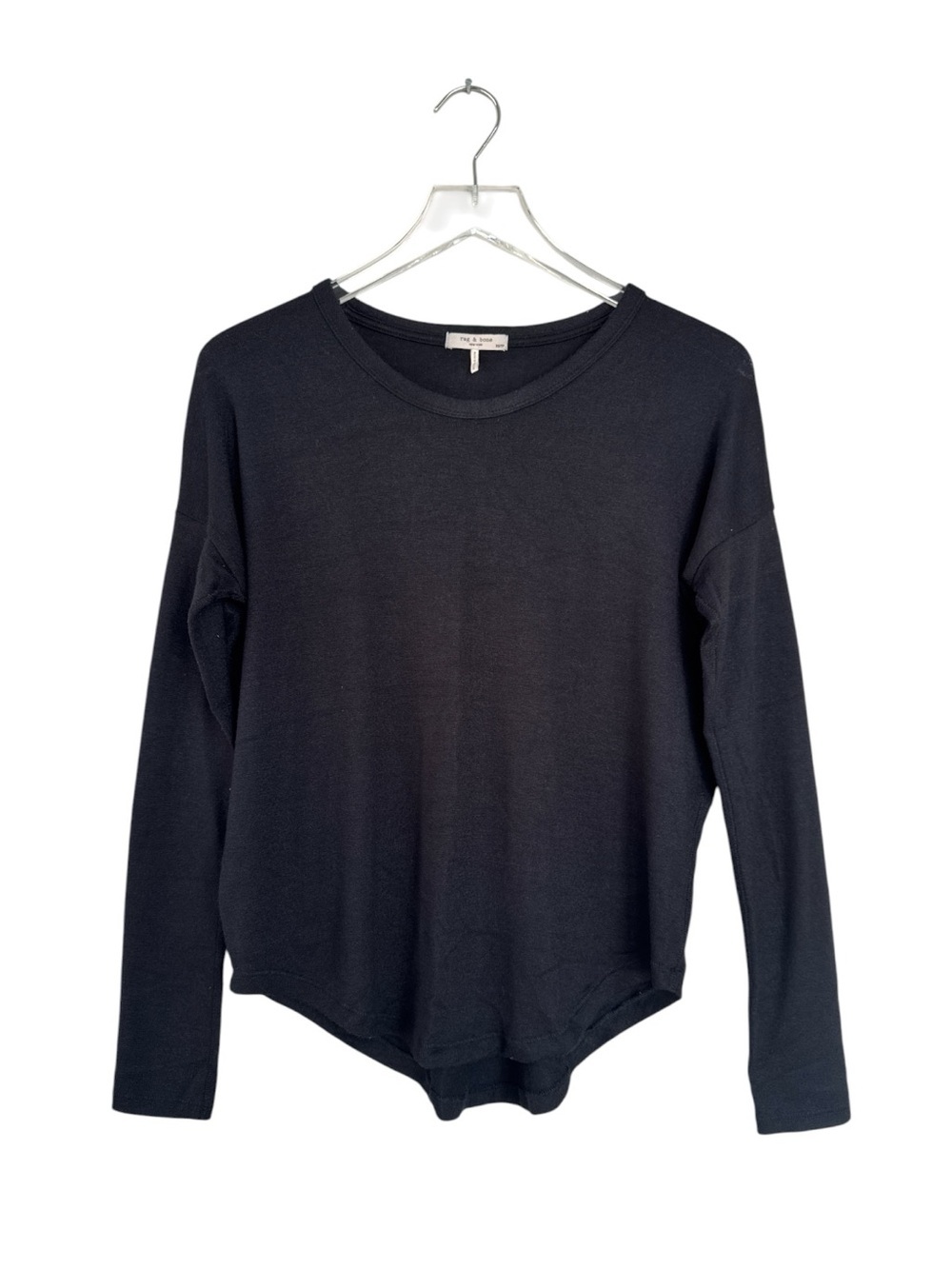 Rag & Bone Black Long Sleeve Knit Top XS Oversized Crew Neck